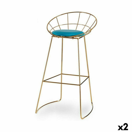 Taburete Azul Dorado Hierro 51 x 94 x 52 cm (2 Unidades)