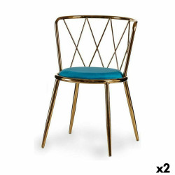 Silla Rombos Azul Dorado 50,5 x 73 x 51 cm (2 Unidades)