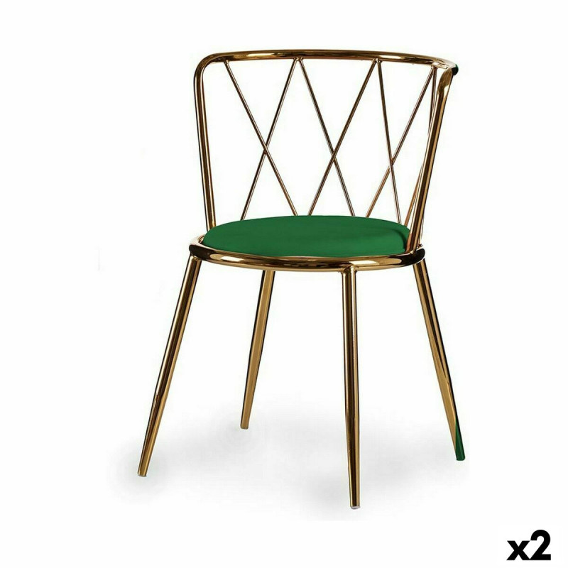 Silla Rombos Verde Dorado 50,5 x 73 x 51 cm (2 Unidades) Silla Rombos Verde Dorado 50,5 x 73 x 51 cm (2 Unidades)