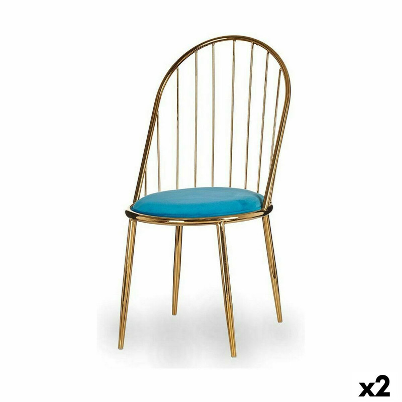 Silla Barras Azul Dorado 48 x 95,5 x 48 cm (2 Unidades) Silla Barras Azul Dorado 48 x 95,5 x 48 cm (2 Unidades)