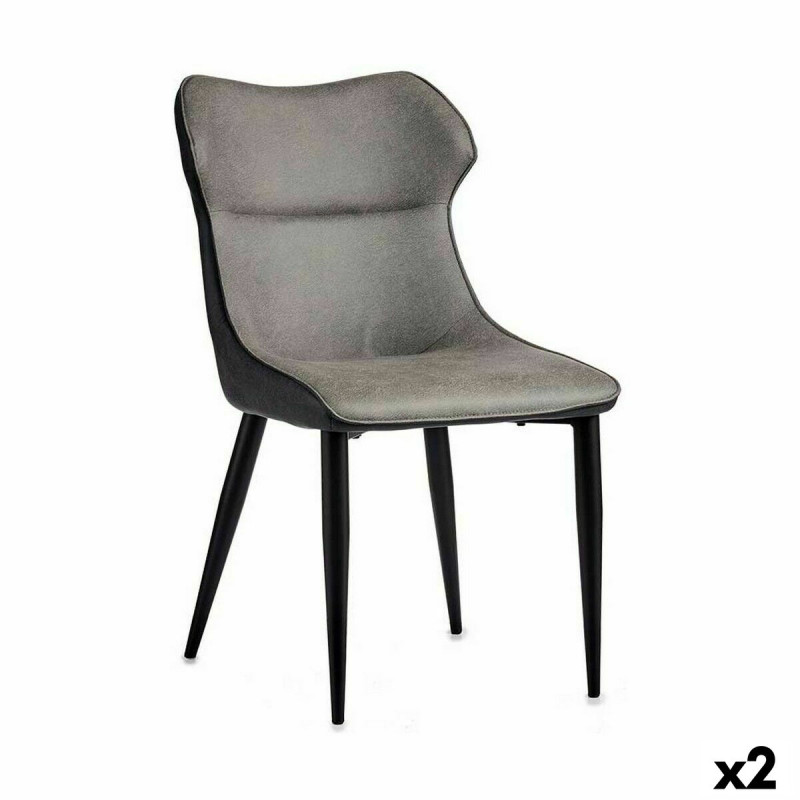Sillón Negro Gris Acero 49 x 86 x 60 cm (2 Unidades) Sillón Negro Gris Acero 49 x 86 x 60 cm (2 Unidades)