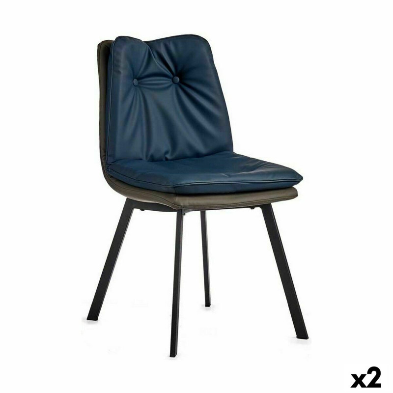Sillón Botones Azul Negro Gris Acero 62 x 85 x 47 cm (2 Unidades) Sillón Botones Azul Negro Gris Acero 62 x 85 x 47 cm (2 Unidades)