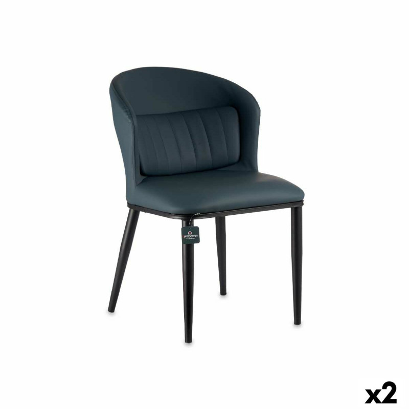 Sillón Redondo Azul Negro Acero 51 x 83,5 x 54 cm (2 Unidades) Sillón Redondo Azul Negro Acero 51 x 83,5 x 54 cm (2 Unidades)