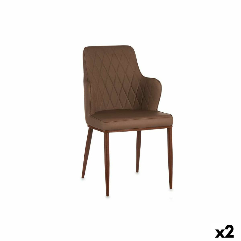 Sillón Rombos Marrón Negro Acero 53 x 90 x 43 cm (2 Unidades) Sillón Rombos Marrón Negro Acero 53 x 90 x 43 cm (2 Unidades)