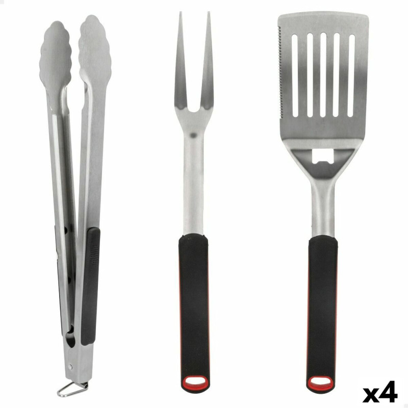 Set de Utensilios para Barbacoa Aktive 3 Piezas Barbacoa Acero Inoxida