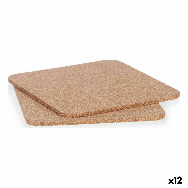 Set de salvamanteles Salvamantel Natural Corcho 18 x 0,5 x 18 cm (12 U