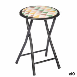 Taburete Plegable Geometric Negro PVC Metal 30 x 30 x 45 cm (10 Unidad