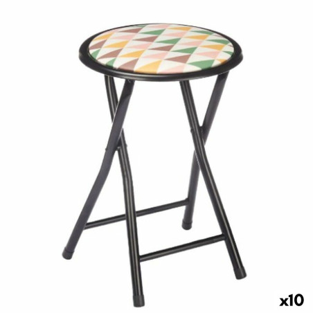 Taburete Plegable Geometric Negro PVC Metal 30 x 30 x 45 cm (10 Unidad