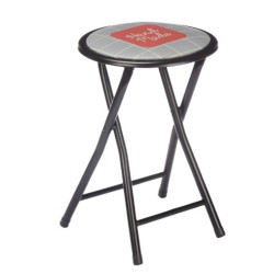 Taburete Plegable Hand Made Marrón Negro Gris PVC Metal 30 x 30 x 45