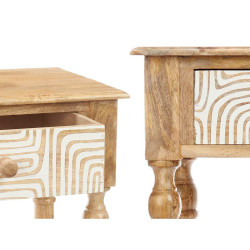 Recibidor con 2 Cajones Blanco Marrón Madera de mango 98 x 77 x 42 cm