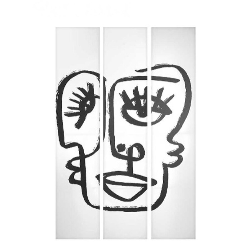 Biombo Blanco Negro Lienzo 122 x 2,5 x 180 cm Cara Biombo Blanco Negro Lienzo 122 x 2,5 x 180 cm Cara