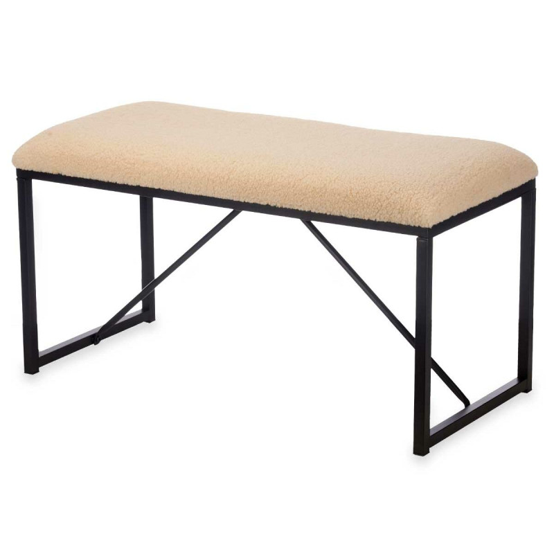 Banco Beige Metal Tela 81 x 42 x 38 cm Banco Beige Metal Tela 81 x 42 x 38 cm