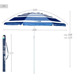 Sombrilla Aktive UV50 Ø 220 cm Poliéster Aluminio 220 x 214,5 x 220