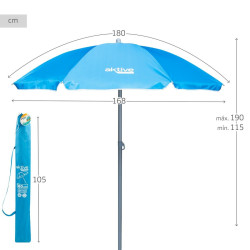 Sombrilla Aktive UV50 Ø 180 cm Azul Poliéster Aluminio 180 x 187,5 x