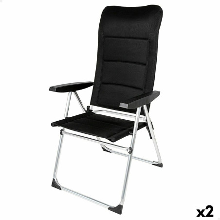Silla de Playa Aktive Deluxe Plegable Negro 49 x 123 x 67 cm (2 Unidad