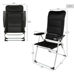 Silla de Playa Aktive Deluxe Plegable Negro 49 x 123 x 67 cm (2 Unidad