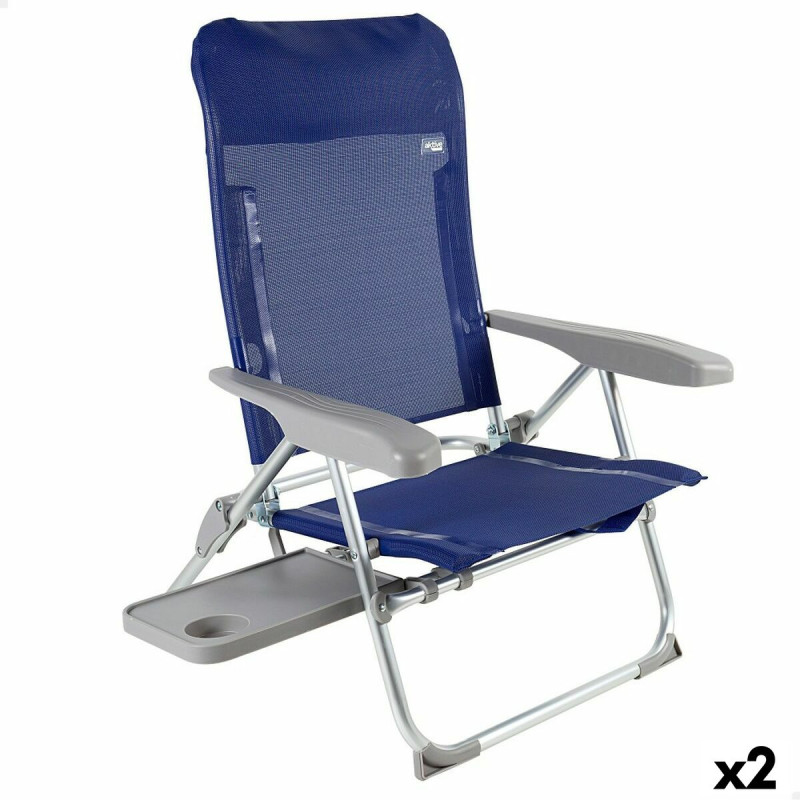 Silla de Playa Aktive Slim Plegable Azul marino 47 x 89 x 57 cm (2 Uni Silla de Playa Aktive Slim Plegable Azul marino 47 x 89 x 57 cm (2 Uni