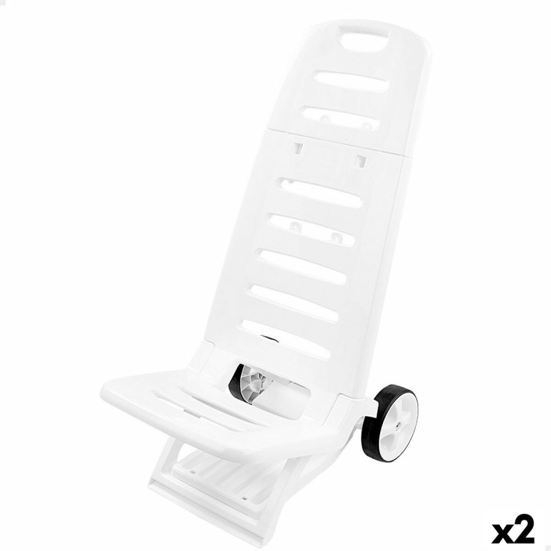 Silla de Playa Aktive Blanco Ruedas 40 x 84 x 44 cm (2 Unidades) Silla de Playa Aktive Blanco Ruedas 40 x 84 x 44 cm (2 Unidades)