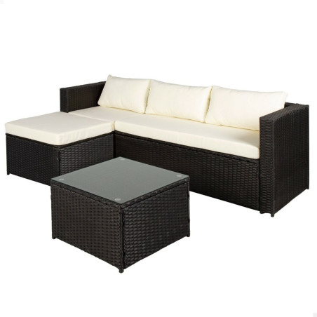 Muebles de Jardín Aktive Sofá de 3 Plazas Mesa auxiliar 203 x 125 x