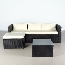 Muebles de Jardín Aktive Sofá de 3 Plazas Mesa auxiliar 203 x 125 x