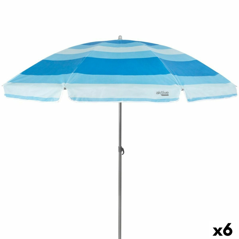 Sombrilla Aktive Azul Poliéster 200 x 194,5 x 200 cm (6 Unidades) Sombrilla Aktive Azul Poliéster 200 x 194,5 x 200 cm (6 Unidades)
