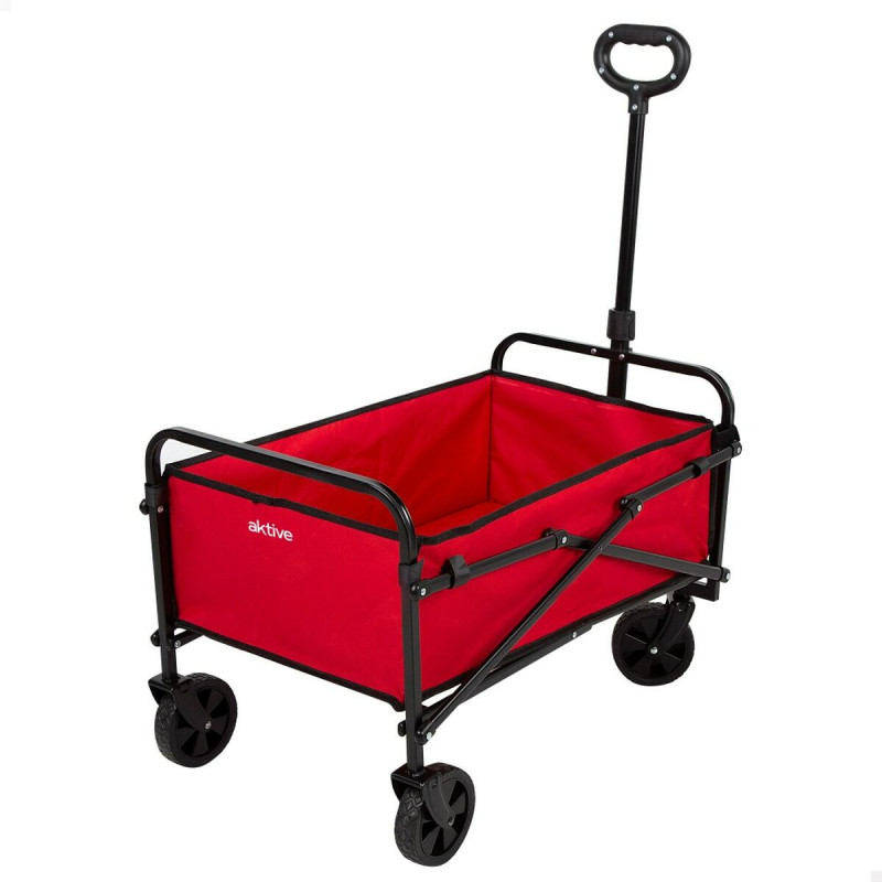 Carro Multiusos Aktive Rojo Poliéster Acero 65 x 94 x 40 cm Plegable
