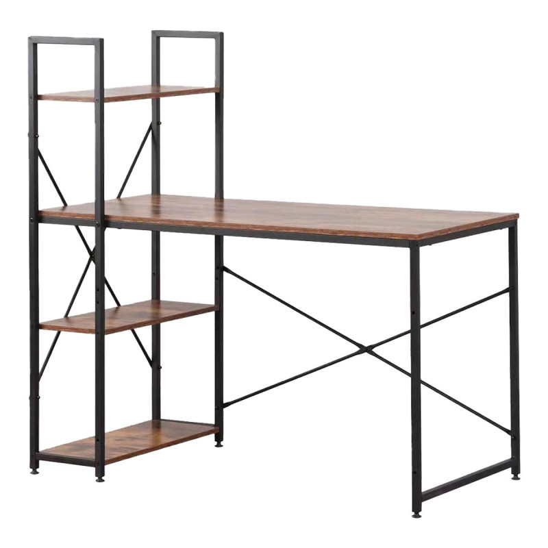 Mesa de Escritorio con Estantería EDM 75196 Negro Madera Metal 121 x Mesa de Escritorio con Estantería EDM 75196 Negro Madera Metal 121 x
