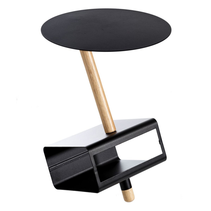 Mesa auxiliar 36 x 36 x 48,6 cm Natural Negro Metal Madera Mesa auxiliar 36 x 36 x 48,6 cm Natural Negro Metal Madera
