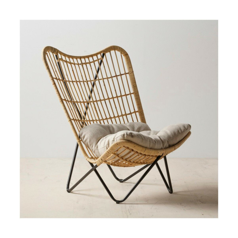 Sillón 76 x 76 x 87 cm Natural Negro Fibra natural Sillón 76 x 76 x 87 cm Natural Negro Fibra natural