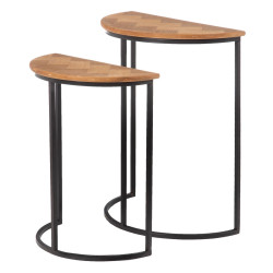 Mesa auxiliar Marrón Negro Metal Hierro Madera MDF 62,5 x 62,5 x 73 c