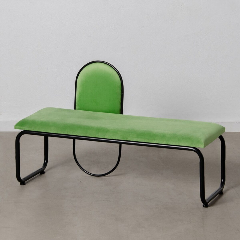 Banqueta 110 x 40 x 68 cm Tejido Sintético Metal Verde Banqueta 110 x 40 x 68 cm Tejido Sintético Metal Verde