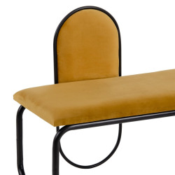 Banqueta 110 x 40 x 68 cm Tejido Sintético Metal Ocre