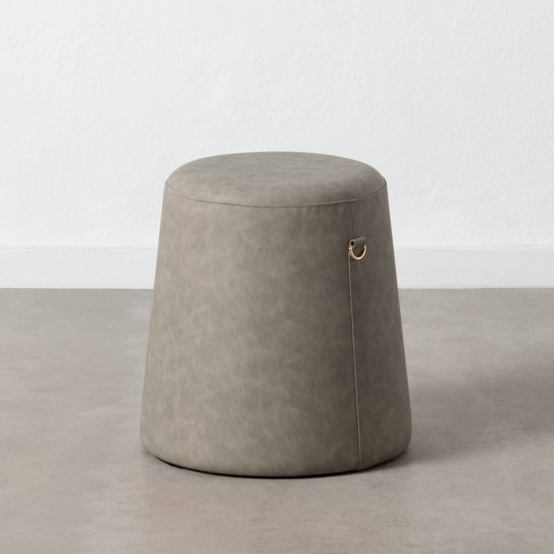 Puff Gris Piel Sintética 41 x 41 x 42 cm DMF Puff Gris Piel Sintética 41 x 41 x 42 cm DMF
