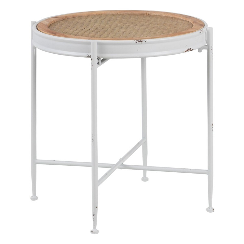 Mesa auxiliar 50 x 50 x 53,5 cm Metal Blanco Mesa auxiliar 50 x 50 x 53,5 cm Metal Blanco