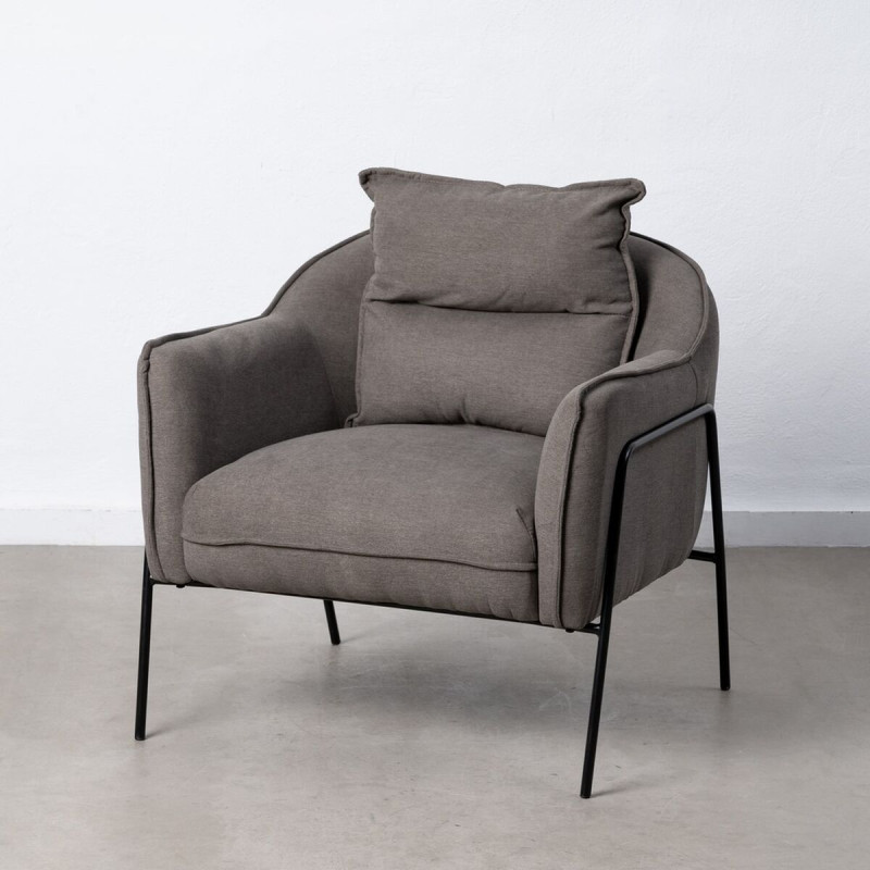 Sillón 76,5 x 70 x 74 cm Tejido Sintético Metal Gris oscuro Sillón 76,5 x 70 x 74 cm Tejido Sintético Metal Gris oscuro