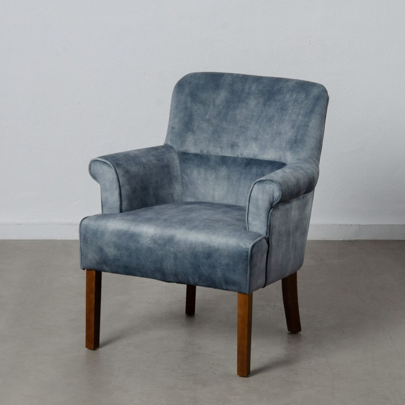 Sillón 77 x 64 x 88 cm Tejido Sintético Madera Azul claro Sillón 77 x 64 x 88 cm Tejido Sintético Madera Azul claro