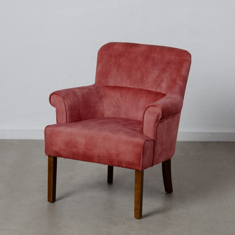 Sillón 77 x 64 x 88 cm Tejido Sintético Madera Rojo Oscuro Sillón 77 x 64 x 88 cm Tejido Sintético Madera Rojo Oscuro