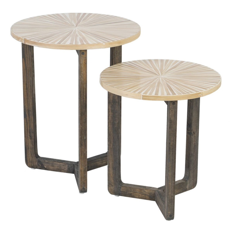 Mesa auxiliar Beige Bambú 40 x 40 x 45 cm Madera MDF Mesa auxiliar Beige Bambú 40 x 40 x 45 cm Madera MDF