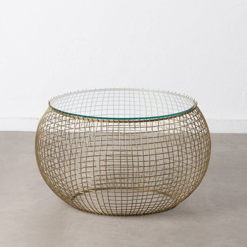Mesa de Centro 74 x 74 x 44 cm Cristal Hierro Mesa de Centro 74 x 74 x 44 cm Cristal Hierro