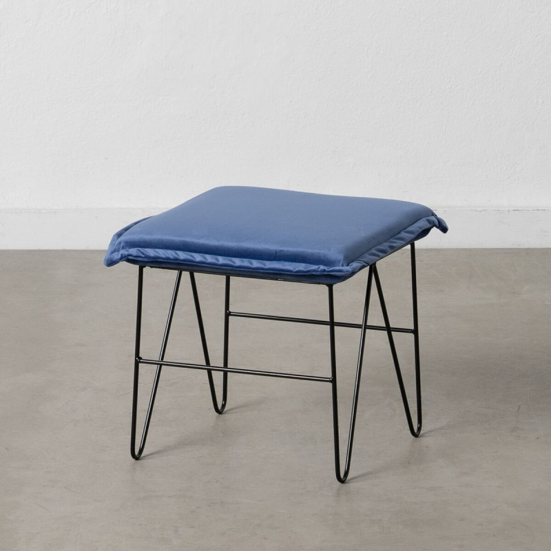 Puff Tejido Sintético Azul Metal 40 x 40 x 35 cm Puff Tejido Sintético Azul Metal 40 x 40 x 35 cm