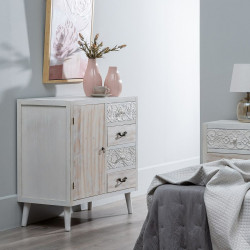 Recibidor con Cajones DUNE Natural Blanco Madera de abeto 80 x 40 x 80