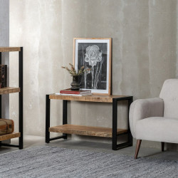 Mesa auxiliar MANGO 100 x 40 x 60 cm Natural Negro Madera Hierro