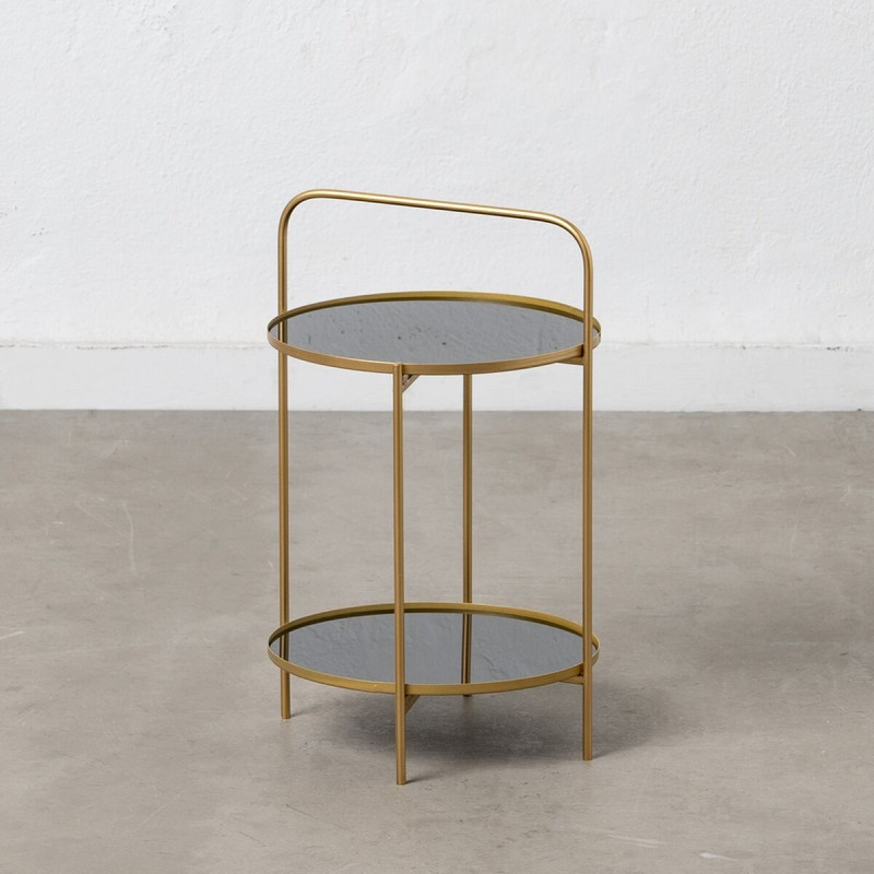 Mesa auxiliar 31 x 31 x 48 cm Cristal Dorado Metal Mesa auxiliar 31 x 31 x 48 cm Cristal Dorado Metal