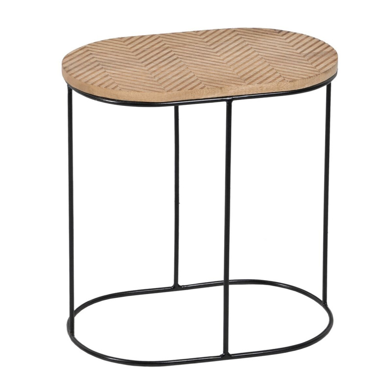 Mesa auxiliar 60 x 39,5 x 60 cm Natural Negro Metal Madera (2 Unidades