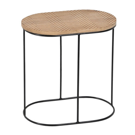 Mesa auxiliar 60 x 39,5 x 60 cm Natural Negro Metal Madera (2 Unidades