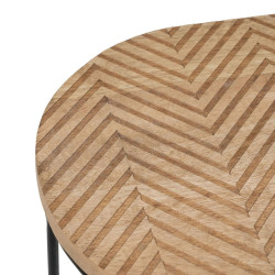 Mesa auxiliar 60 x 39,5 x 60 cm Natural Negro Metal Madera (2 Unidades