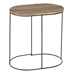 Mesa auxiliar 60 x 39,5 x 60 cm Natural Negro Metal Madera (2 Unidades