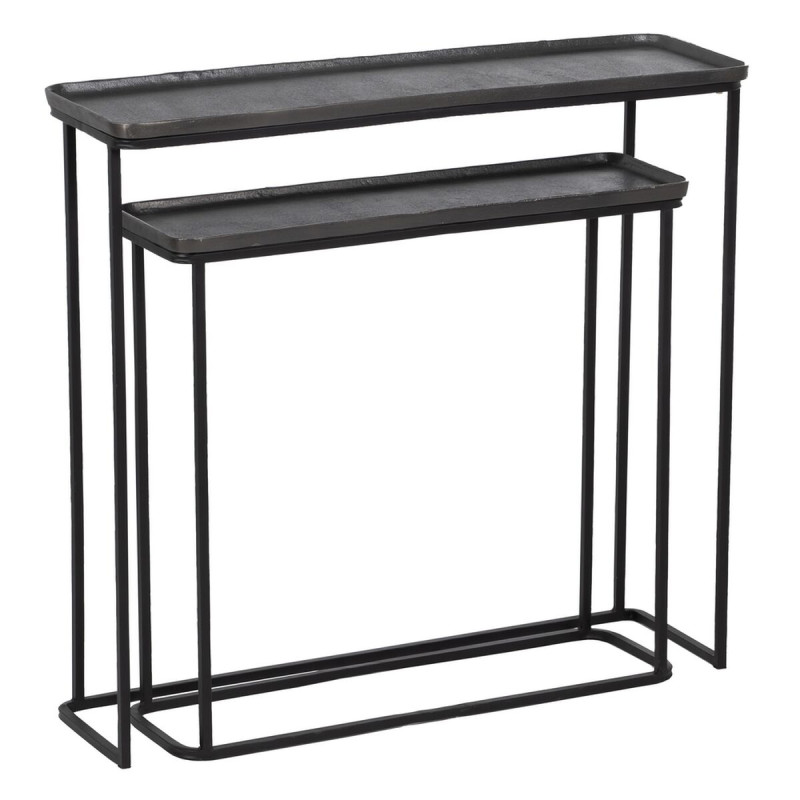 Recibidor 84 x 26 x 78 cm Negro Gris Metal (2 Unidades) Recibidor 84 x 26 x 78 cm Negro Gris Metal (2 Unidades)