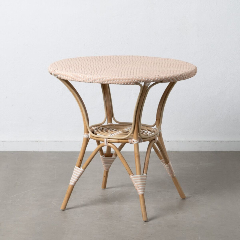 Mesa auxiliar 81 x 81 x 76,5 cm Natural Beige Ratán Mesa auxiliar 81 x 81 x 76,5 cm Natural Beige Ratán