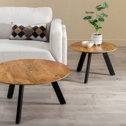 Mesa de Centro Madera Hierro 80 x 80 x 40 cm